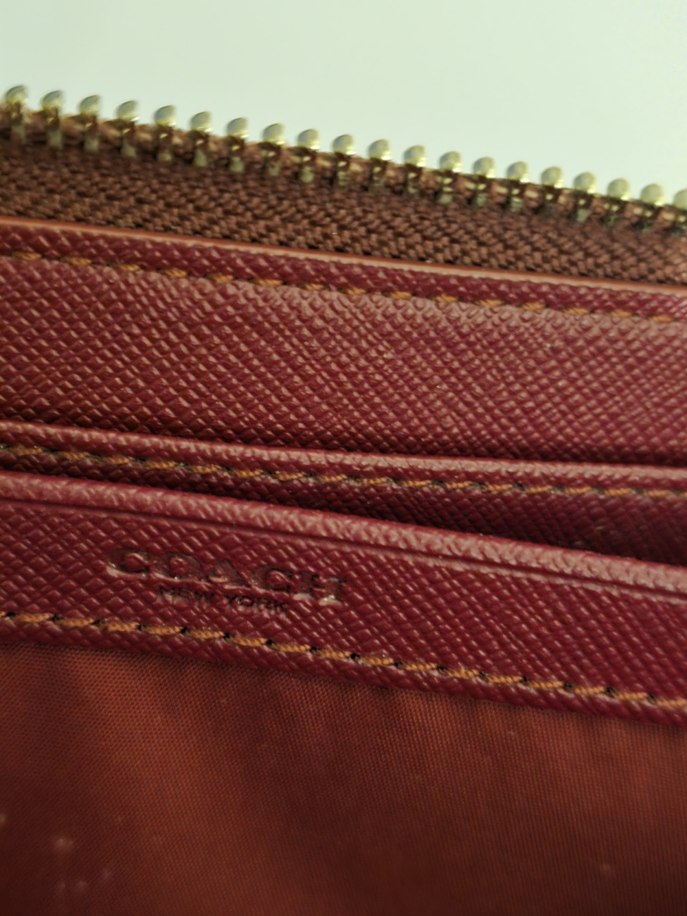 Coach Pebbled Leather Zip Wallet - Raspberry - Picture 12 of 13